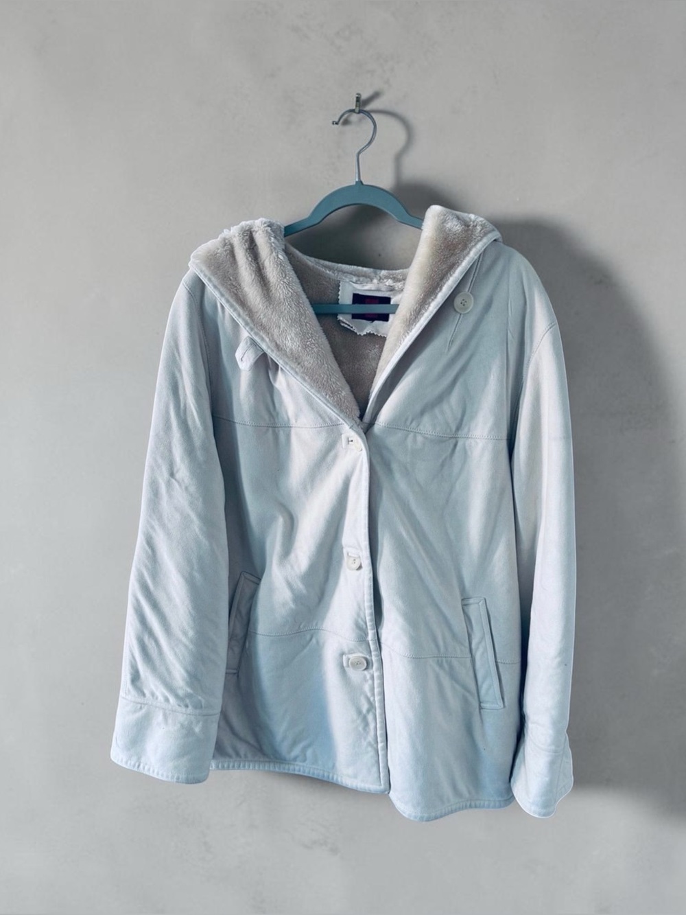 Gallery Cream Faux-Shearling Hooded Puffer Coat
